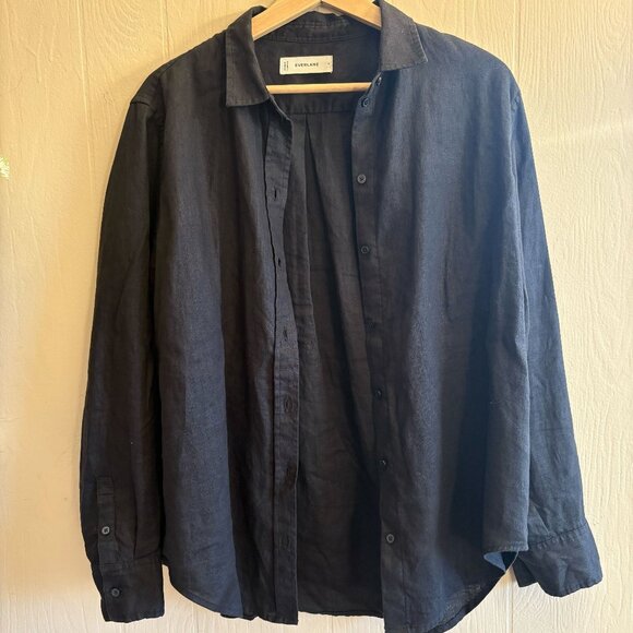 Everlane Must-Have Linen Shirt in Black, size 6 - Picture 3 of 8